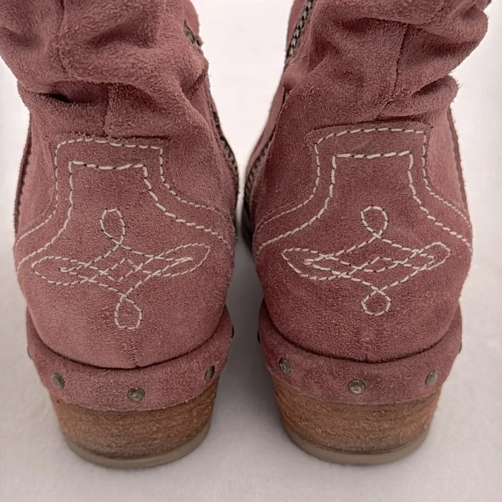 Sundance | Etta Cowboy Western Side Zip Suede Short Boots Pink (EU 36/US 6.5) - Picture 8 of 16